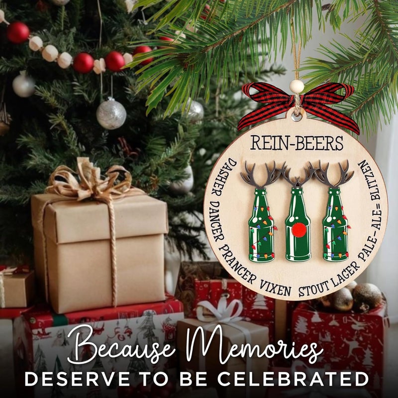Hangwoous Funny Beer Ornament, Rein-Beers Ornament, Beer Ornaments for Tree, Funny Christmas Ornaments, Ornaments for White Elephant Gift Exchange, Coworker Gift - Image 5